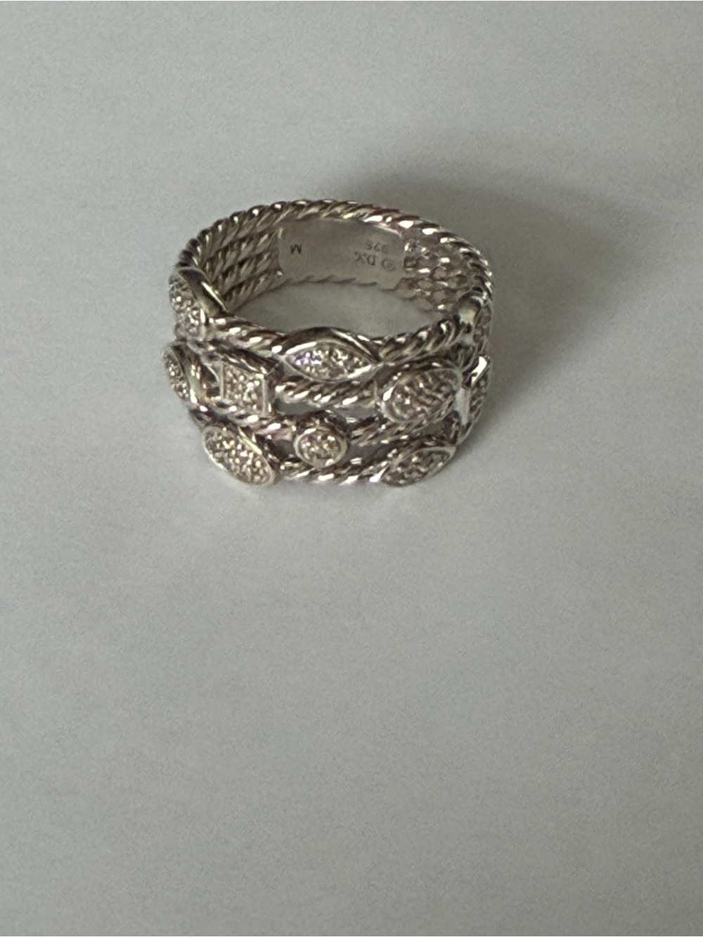 David Yurman Sterling Silver Twisted Rope Pavé Stack Rings